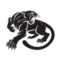 Fierce Attacking Panther silhouette for unique creative uses - Attacking Panther illustration - minimallest panther vector
