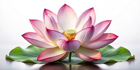 Elegant Lotus Flower Portrait on White Background - Serenity, Beauty, and Nature in Focus
