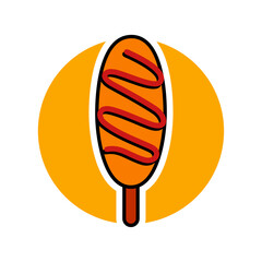 Corn dog logo vector in circle