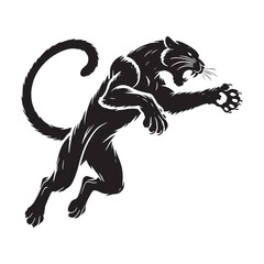 Majestic Attacking Panther silhouette for creative uses - Attacking Panther illustration - minimallest panther vector
