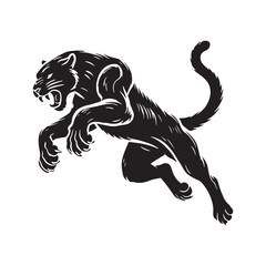 Bold Attacking Panther silhouette for versatile artistic applications - Attacking Panther black vector
