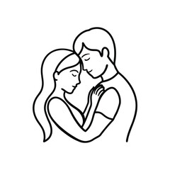 "Romantic Couple Embrace Line Art Vector Illustration"

