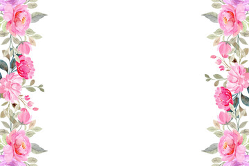 Watercolor flowers frame background for design.