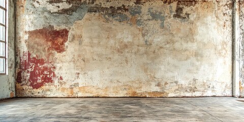 Fototapeta premium An empty space with a blank wall, ideal for a fresh design or art installation.