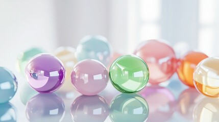 Vibrant Scent Beads on Reflective Surface