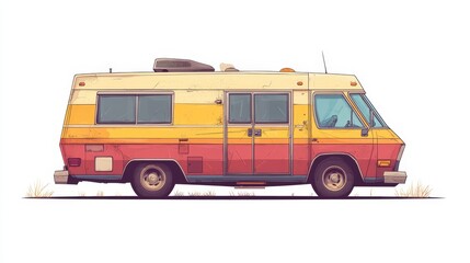 RV Motorhome Cut-Out Highlighting Travel, Adventure, and Camping Lifestyle