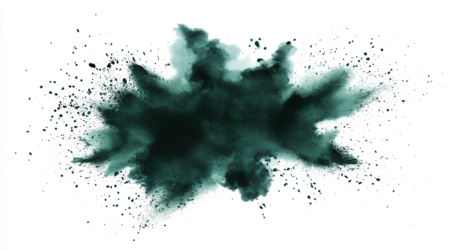 Green paint abstract splash isolated on transparent background