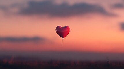 Obraz premium red heart-shaped balloon in the sky