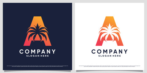 Initial letter a with palm tree icon and modern unique concept © Dece Std