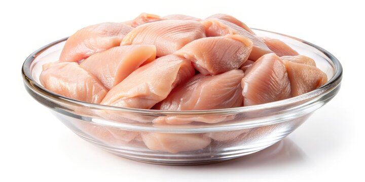Fresh Raw Chicken Meat in a Bowl Isolated on Transparent Background for Food Photography