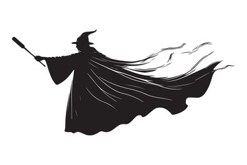 Witch silhouette vector illustration