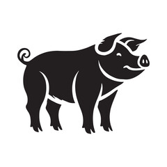 Creative pig silhouette for modern artistic projects - Pig illustration - minimallest pig vector
