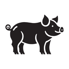 Bold pig silhouette for creative media applications - Pig black vector
