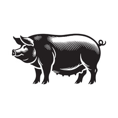Simplified pig silhouette for modern artistic projects - Pig illustration - minimallest pig vector
