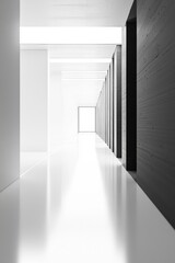 Obraz premium White and black minimalist symmetrical architecture of an empty hallway for background