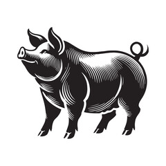Pig silhouette for creative digital design - Pig black vector
