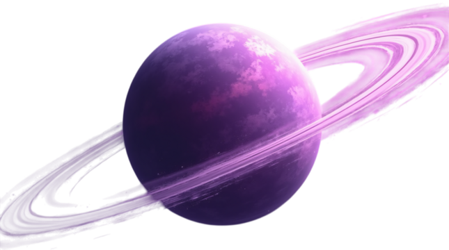Purple Ringed Planet Cut Out Transparent Background PNG.