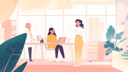 Happy female business professional with colleagues in meeting at office