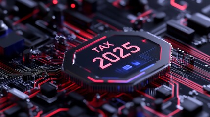Futuristic Digital TAX2025 Visualization