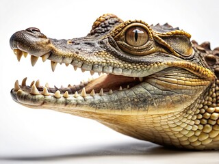 Obraz premium Emaciated Crocodile, Isolated on White, Wildlife Photography, Reptile Stock Image