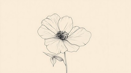 Fototapeta premium Botanical Floral Sketch Wall Hanging for Modern Interiors