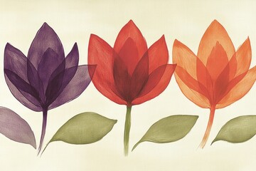 Vibrant illustration of colorful blooming flowers