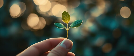 Emerging Seedling with Sunlight, Ideal for Text and Banner Design - Symbolizing Growth and Environmental Awareness