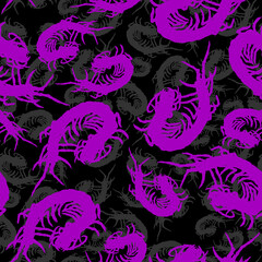  Abstract stylish pattern with scolopendras. Scolopendra millipede. Pattern.