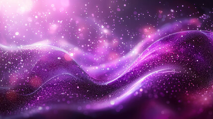 Fototapeta premium Abstract purple wave background with sparkling particles.