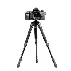 Professional camera mounted on tripod ready for shooting in a studio setting