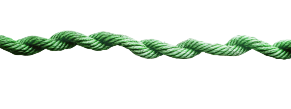 Torn Green Rope Minimalist Design, vibrant green rope with jagged edge, centered for text, striking contrast on white background.