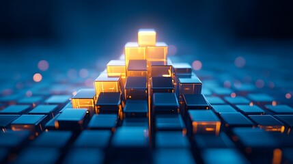 Obraz premium Glowing Glass Skyscrapers Forming Mesmerizing Geometric Patterns in Cyberspace