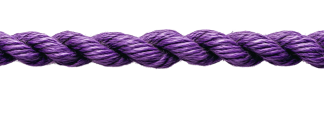 Torn Purple Rope on White, vibrant jagged purple rope, minimalist design, striking contrast, ideal for bold text placement.
