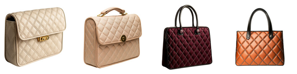 A collection of high end luxurious handbags showcasing a variety of contemporary and classic designs styles and materials