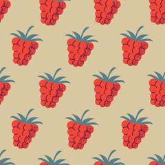 Raspberry seamless pattern background for packaging and decoration