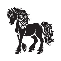 Bold pony silhouette for modern design applications - Pony illustration - minimallest pony vector
