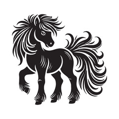 Majestic pony silhouette for digital art projects - Pony black vector
