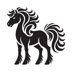 Elegant pony silhouette for artistic projects - Pony illustration - minimallest pony vector
