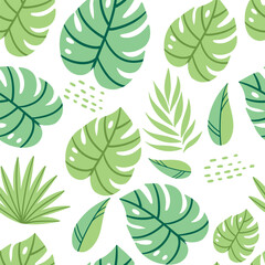 Fototapeta premium tropical leaves background, leaves pattern, tropical seamless pattern