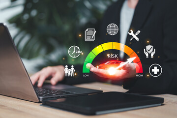 Travel, Transportation safety and insurance concepts, Businesswomen show car models risk reduction in hand, Safety icons, Health care, Family, Service, Global Insurance, 24-hour care, Security Privacy