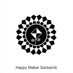 Happy Makar Sankranti With Realistic Flying Colorful Kites And String Spools On Blue Background For Makar Sankranti Festival.k