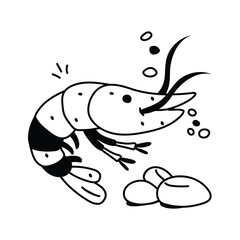 Grab this creative icon of shrimp in modern style