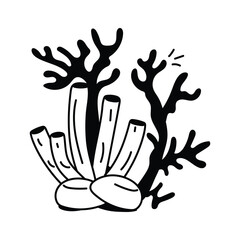 A beautiful underwater flower surrounded by bubbles and corals