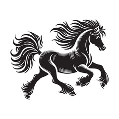 Running pony silhouette for versatile media and digital projects - Running pony black vector

