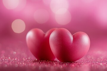 valentine bokeh effect background with pink hearts