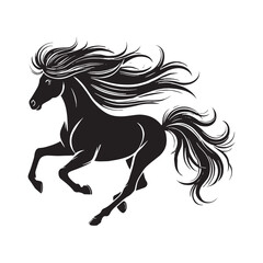Detailed running pony silhouette for artistic design projects - Running pony black vector
