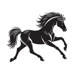 Bold running pony silhouette for creative media uses - Running pony illustration - minimallest running pony vector
