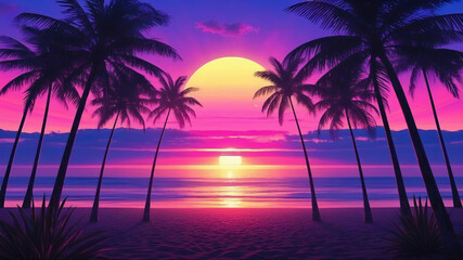 Obraz premium A beach with palm tree