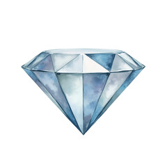 Diamond Cut Out Transparent Background PNG: Faceted Blue Gemstone Illustration.