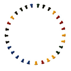 Obraz premium Colorful push pins in a circular arrangement office space image with transparent background creative perspective